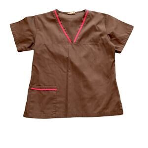 Urbane Scrubs Top Brown Hot pink Small